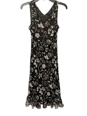 Signature by Robbie Bee brown floral silk dress Size 12P